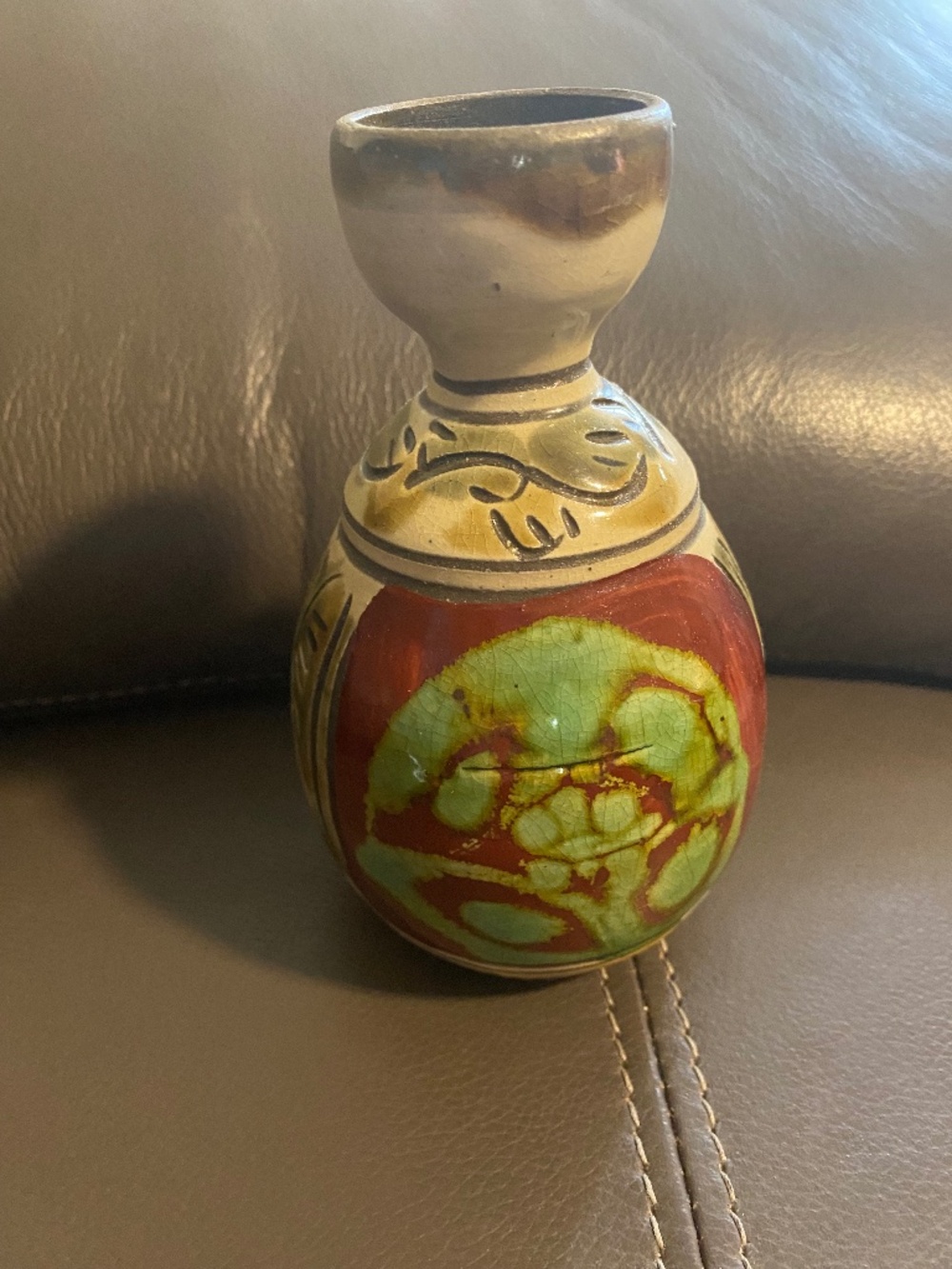 Asian Vintage Pottery Vase Sake Bottle